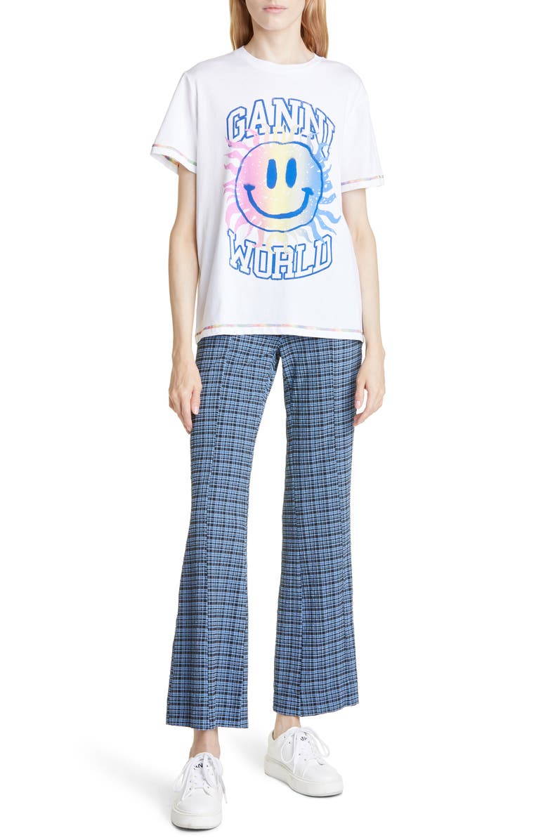 Ganni Smiley Organic Cotton Graphic Tee, Alternate, color,