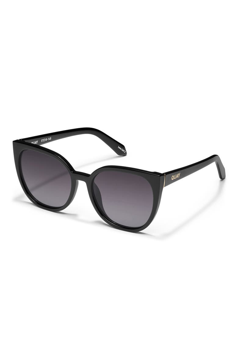 Staycation 57mm Polarized Cat Eye Sunglasses, Alternate, color, BLK SMKPOL