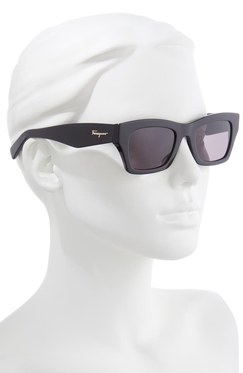 FERRAGAMO Salvatore Ferragamo 51mm Rectangle Sunglasses, Alternate, color, Black