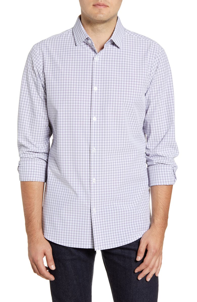 Mizzen+Main Ryder Glen Trim Fit Plaid Button-Up Performance Sport Shirt, Main, color, 