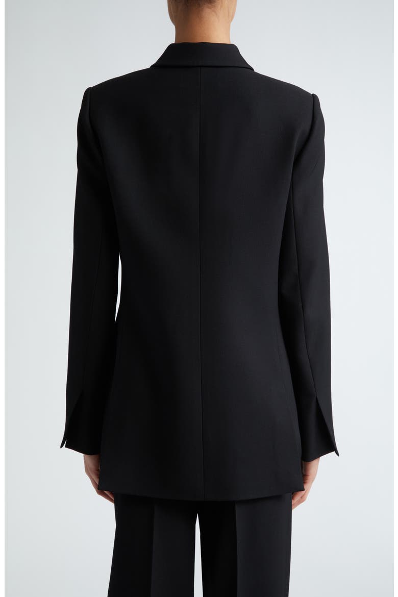 Steph Double Breasted Virgin Wool Blazer, Alternate, color, BLACK
