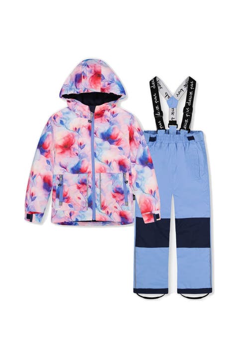 Floral Jacket & Foot Strap Pants Two Piece Snowsuit