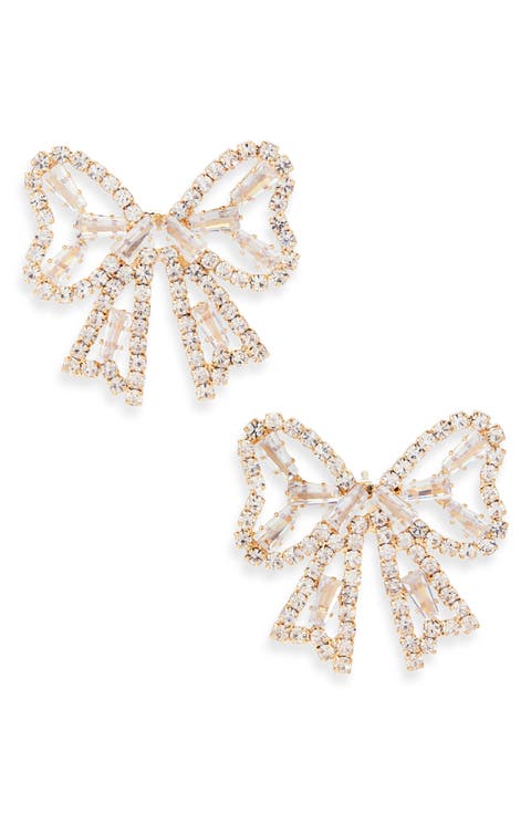 Crystal Bow Stud Earrings