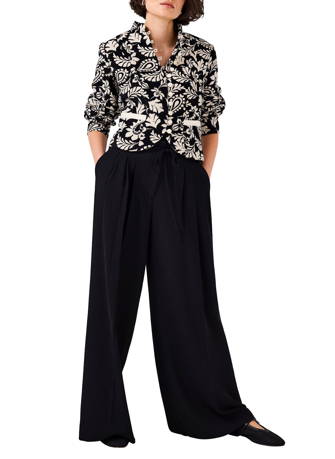 Jacquard Floral Cropped Jacket - image 2