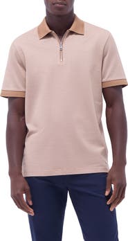 Bugatchi Contrast Trim Zip Polo