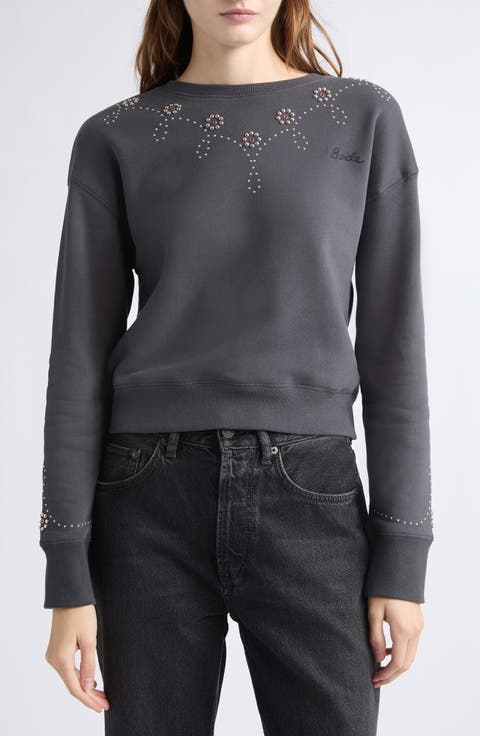 Silver Stud Cotton Fleece Sweatshirt