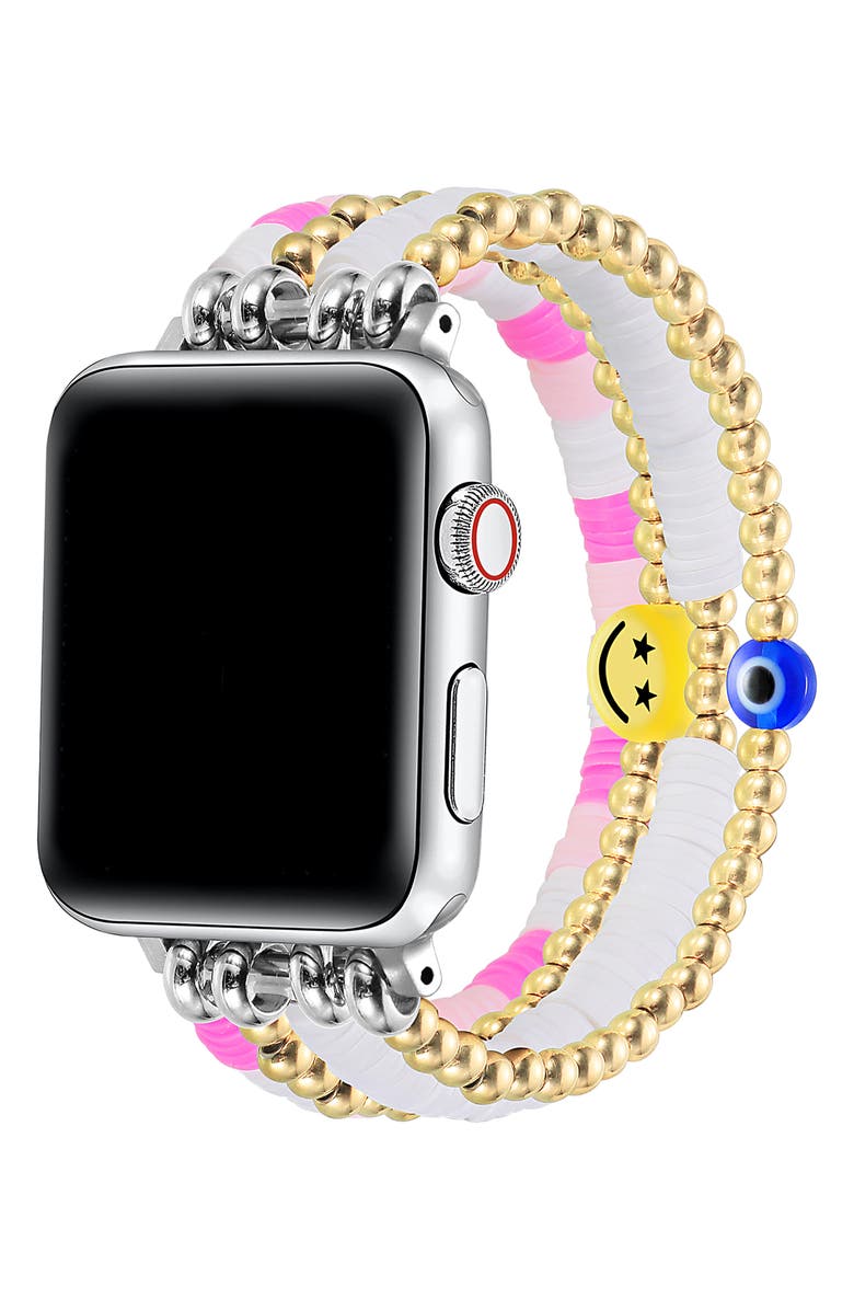 Posh Tech Bestie Beaded Apple Watch<sup>®</sup> Watchband, Alternate, color, Pink
