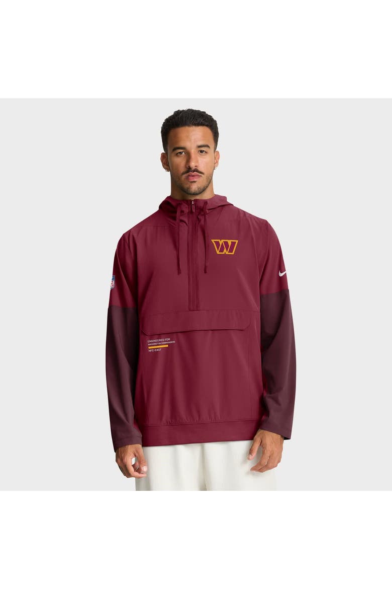Men's Nike Burgundy Washington Commanders Sideline Anorak Half-Zip Hoodie Jacket, Alternate, color, Burgundy