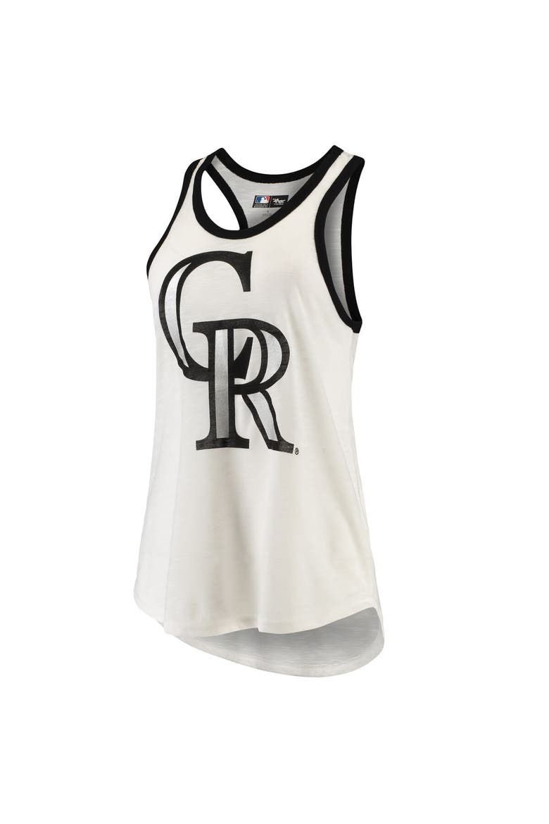 Women's G-III 4Her by Carl Banks White Colorado Rockies Tater Racerback Tank Top, Alternate, color, White
