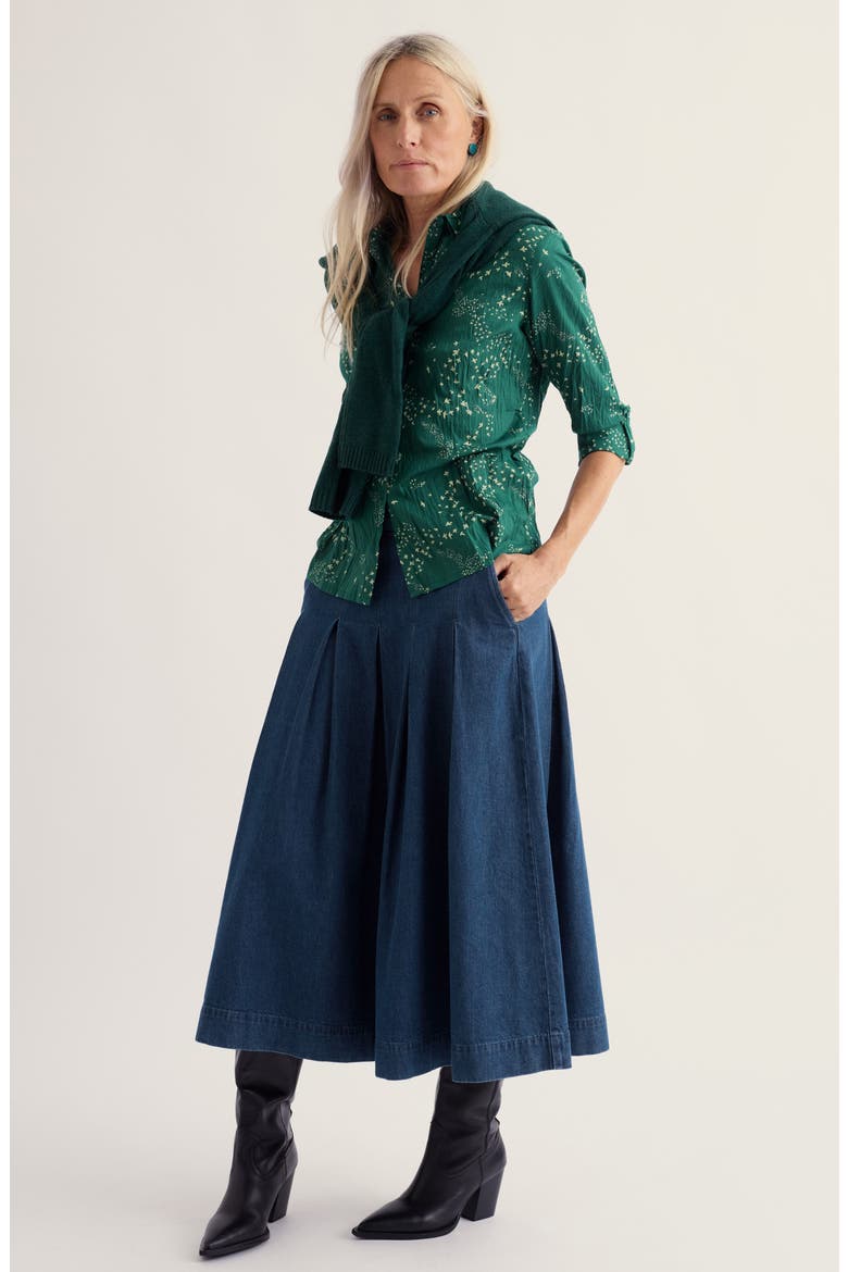 Larissa Crinkle Organic Cotton Shirt, Alternate, color, MURMURATION DARK THYME