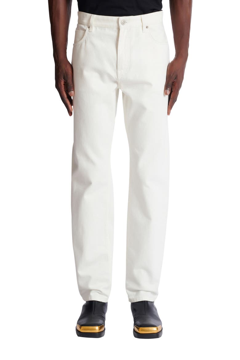 White denim straight-cut jeans, Alternate, color, white