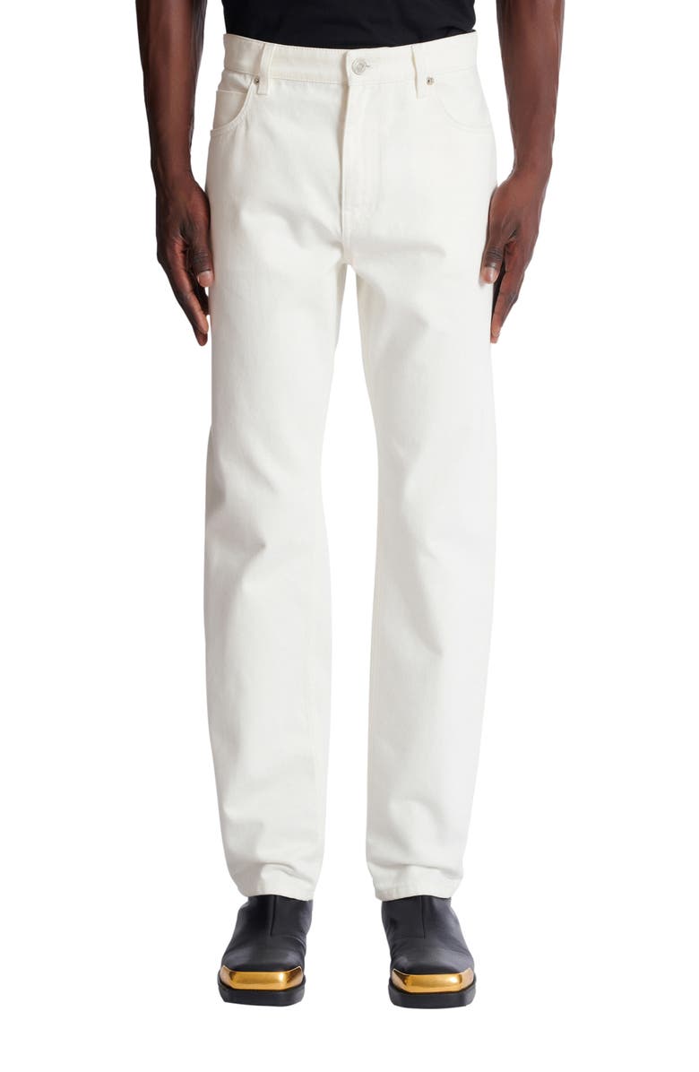 Balmain White denim straight-cut jeans, Alternate, color, White