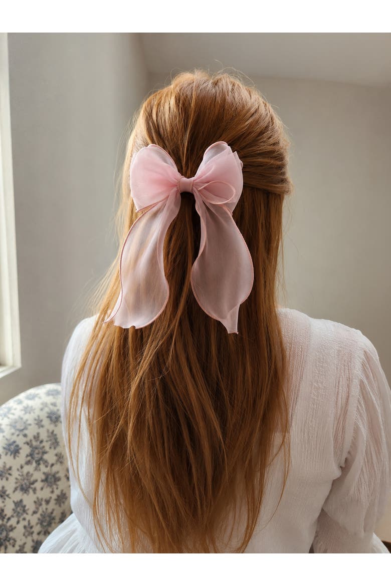 Organza Large Bow Clip Gift Set with Tin Case, Alternate, color, Blush Pink