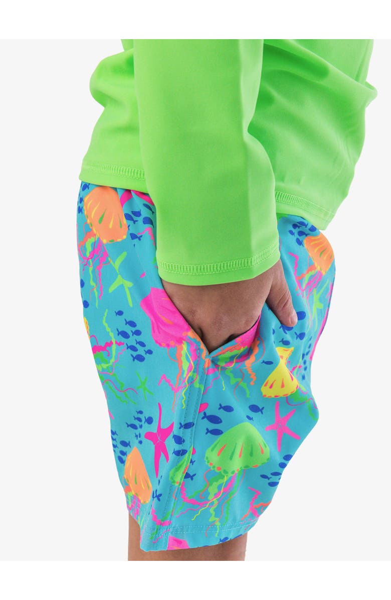 RuggedButts UPF50+ Sun Protected Stretch Swim Trunks, Alternate, color, Neon Jelly Time