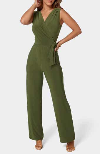bebe Sleeveless Faux Wrap Jumpsuit