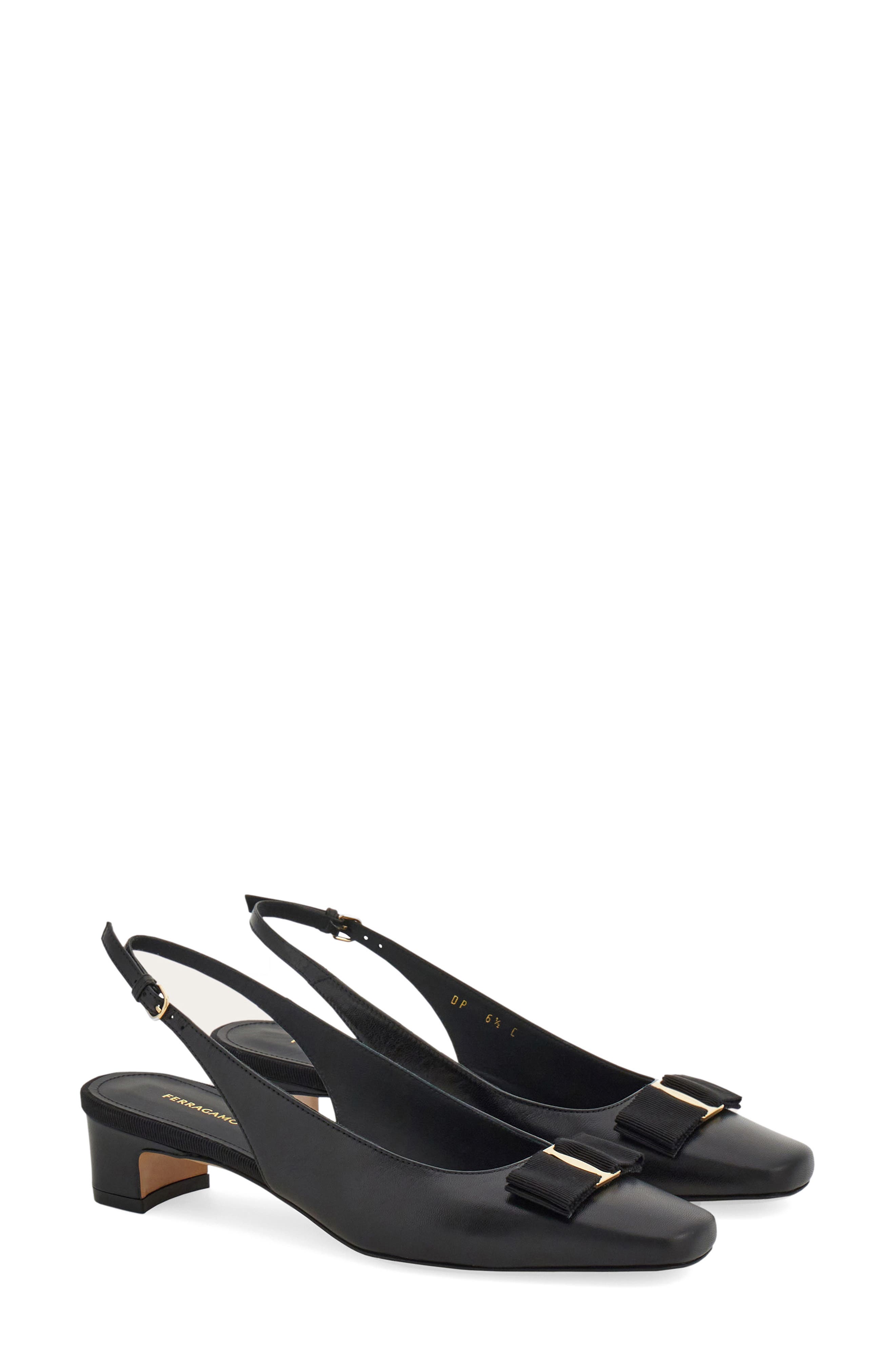 FERRAGAMO Rivada Bow Slingback Pump, Main, color, Nero