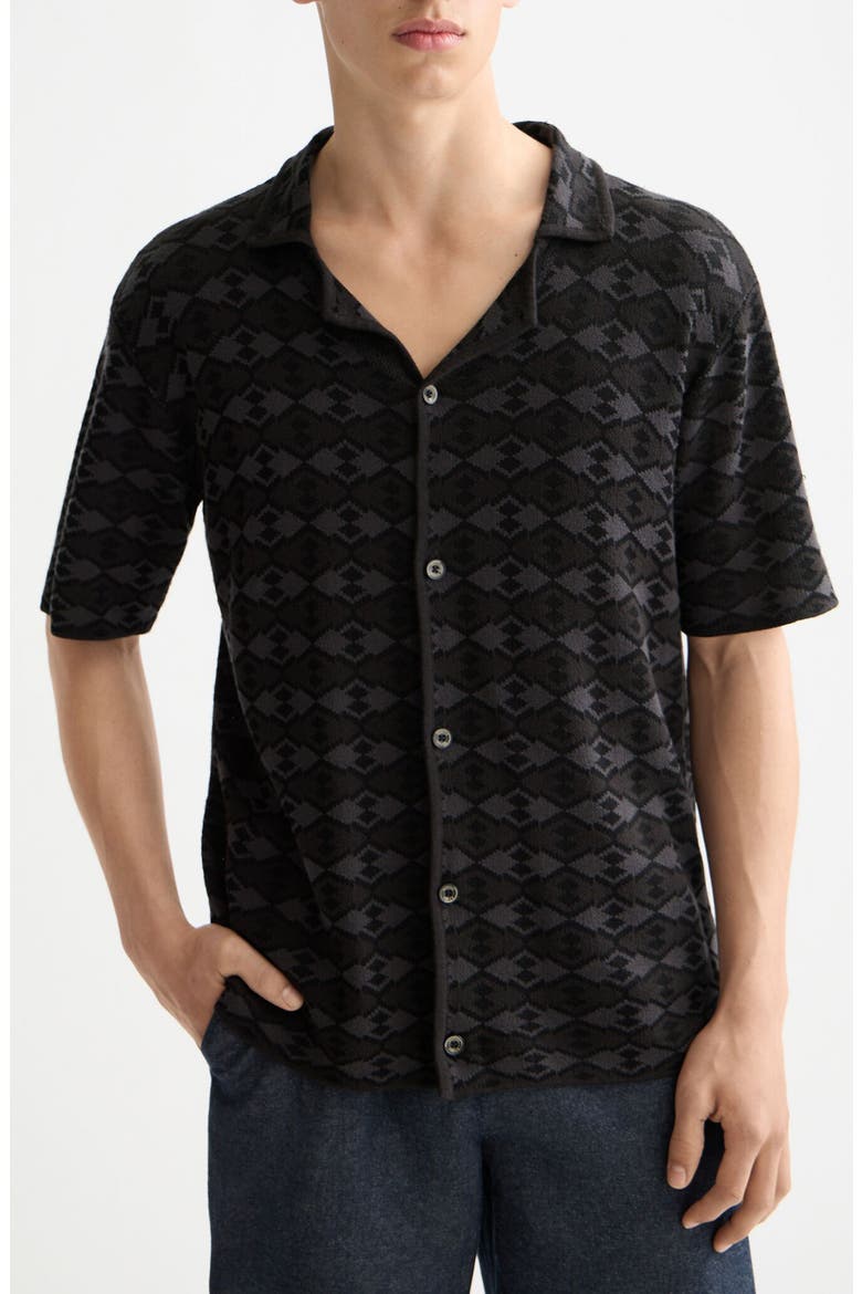 Argyle Knit Camp Shirt, Main, color, MINI DIAMOND