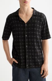 Scotch & Soda Argyle Knit Camp Shirt