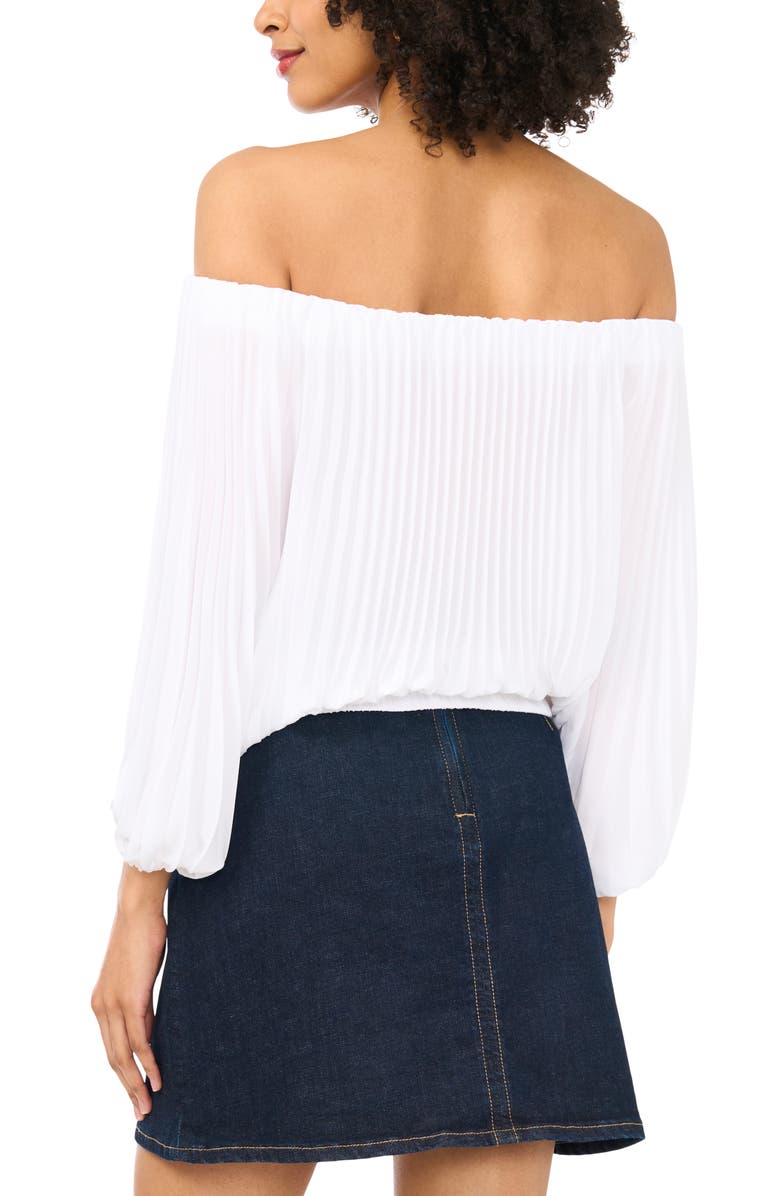 Vince Camuto Pleated Off the Shoulder Top, Alternate, color, Ultra White