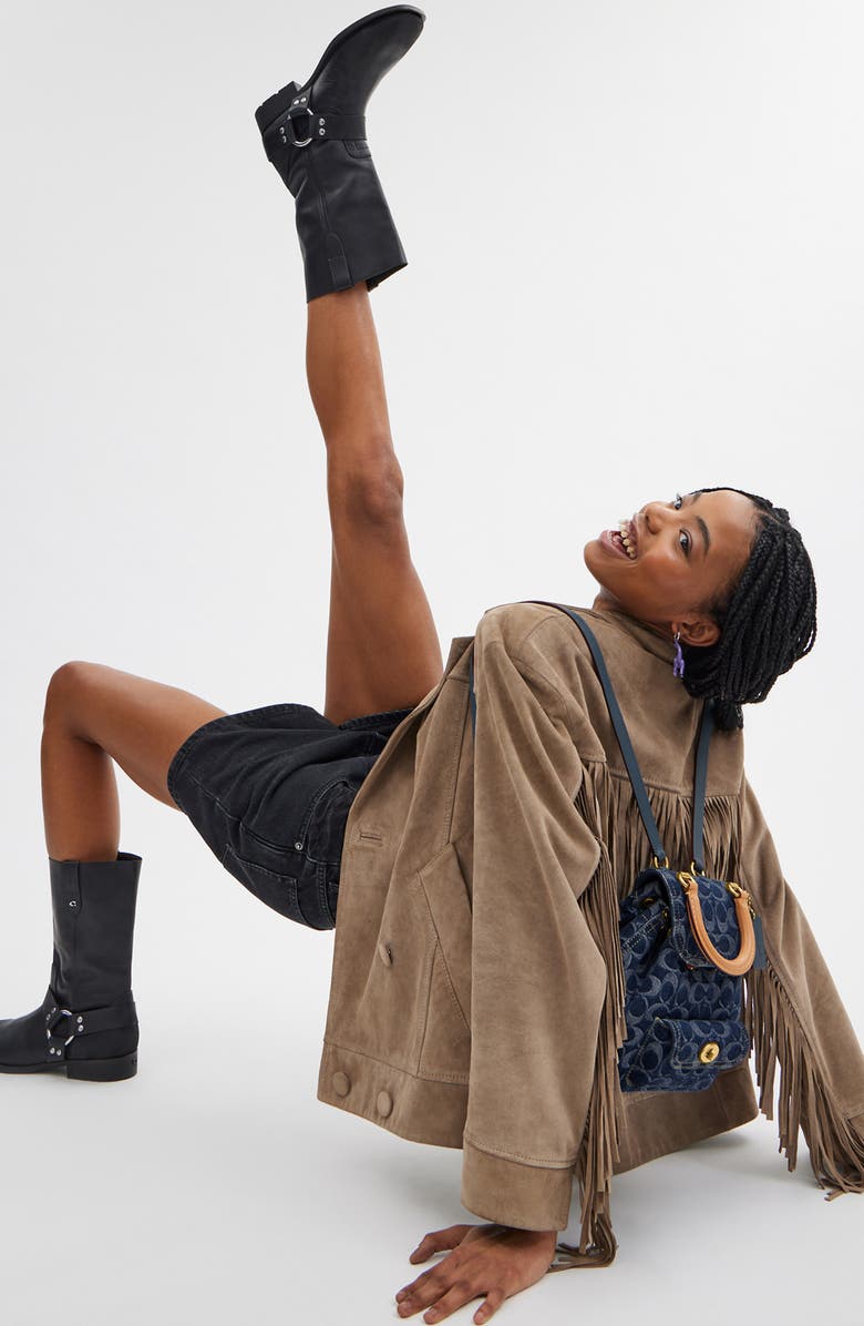 COACH Riya Denim Backpack, Alternate, color,