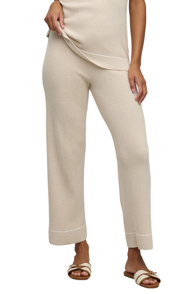 CozyChic® Ultra Lite® Contrast Stripe Rib Ankle Pants, Main, color, STONE-PEARL