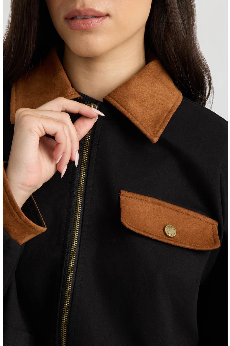 Zip Front Jacket with Bubble Sleeves, Alternate, color, BLACK