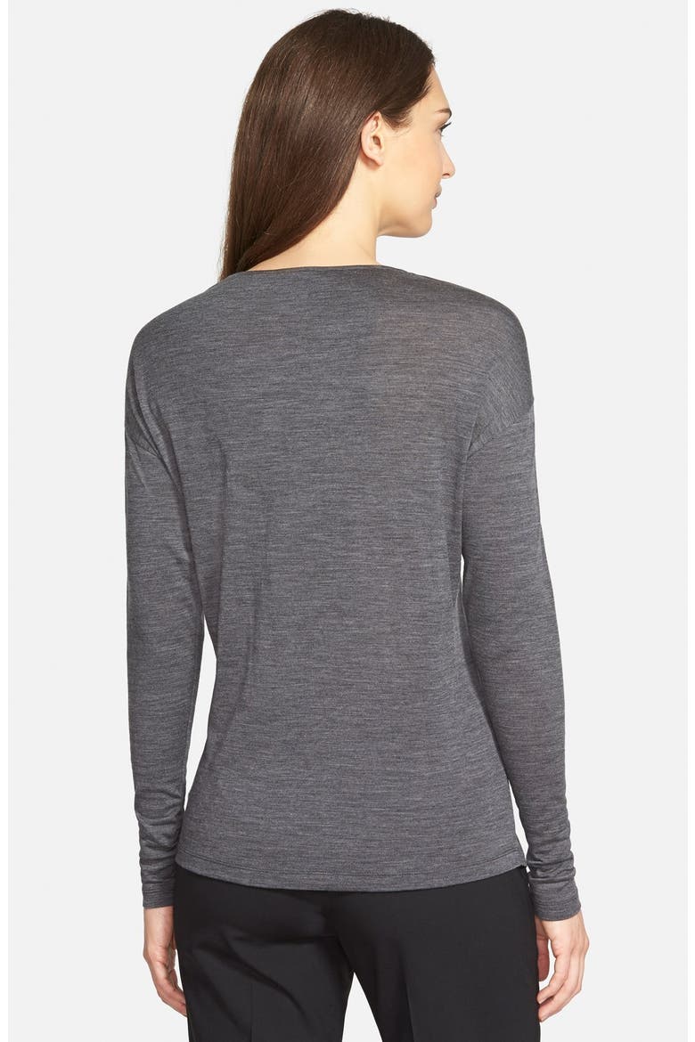 Drape Neck Layer Wool Jersey Top, Alternate, color, SMOKE