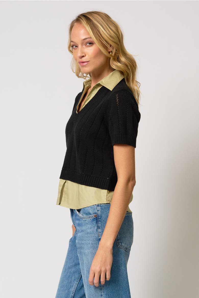 Paulie Short Sleeve Twofor, Alternate, color, Black/White