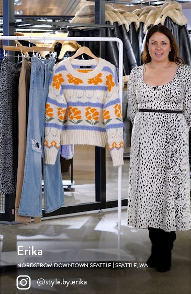 Wine Floral Mixed Stitch Sweater, sales video thumbnail