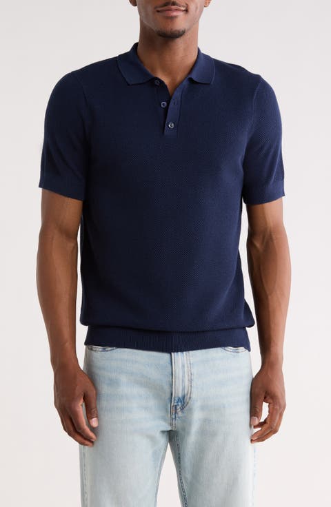 Textured Cotton Polo Sweater