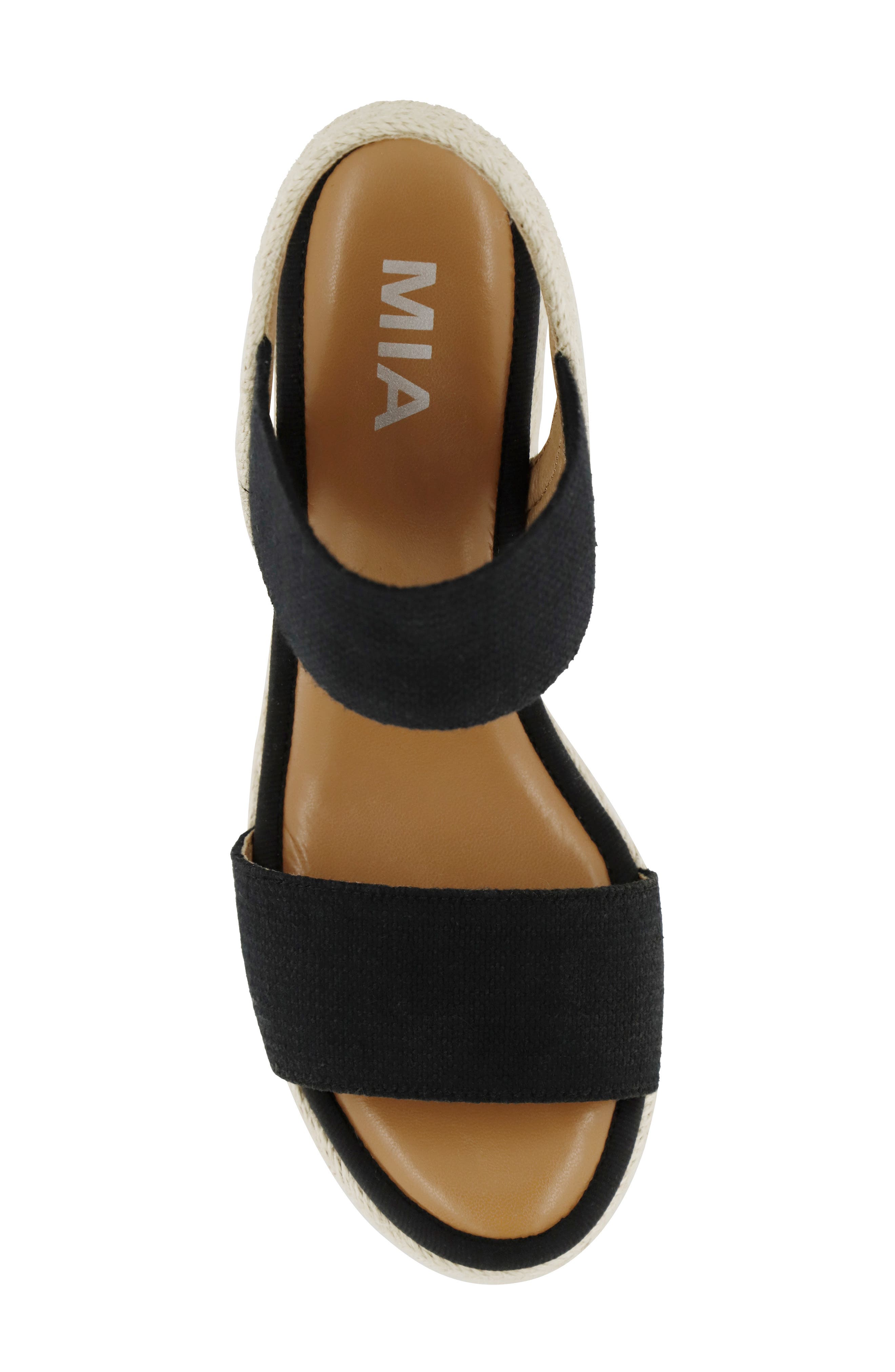 MIA Brittni Espadrille Wedge Sandal, Alternate, color, Black Elas