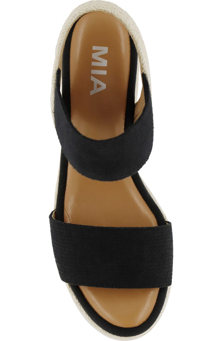 MIA Brittni Espadrille Wedge Sandal, Alternate, color, Black Elas