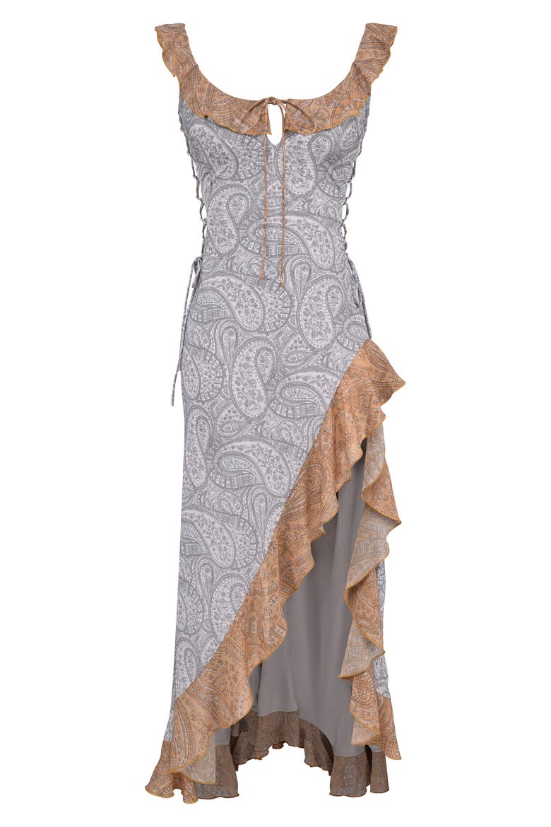 Aloura Georgette Ruffle Dress, Alternate, color, PAISLEY PRINT