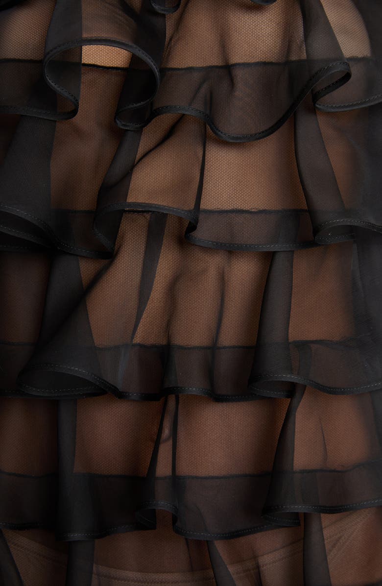 Valentino Garavani Tiered Ruffle Sheer Silk Minidress, Alternate, color,