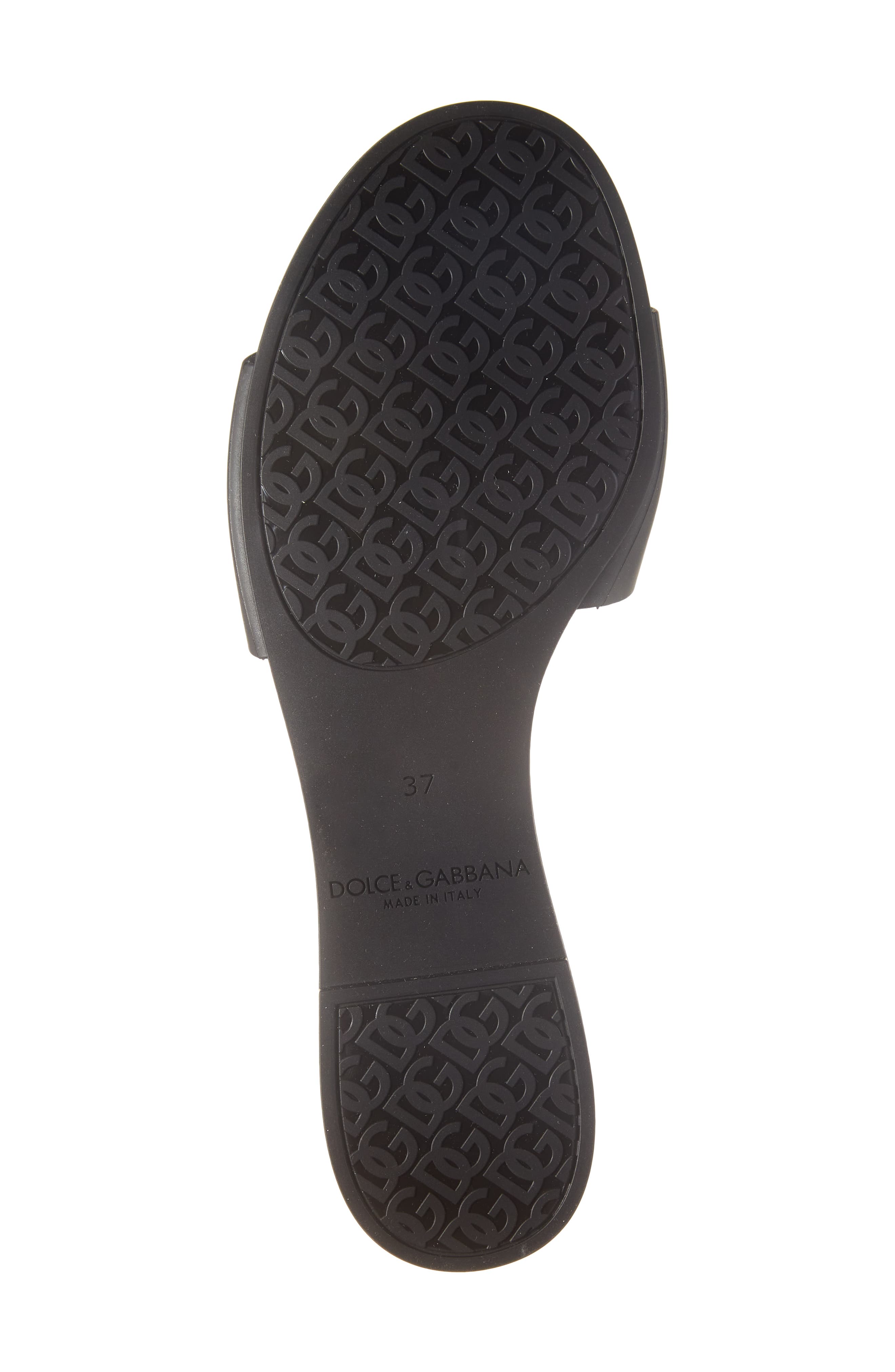 Dolce&Gabbana Bianca Interlock Slide Sandal, Alternate, color, Black