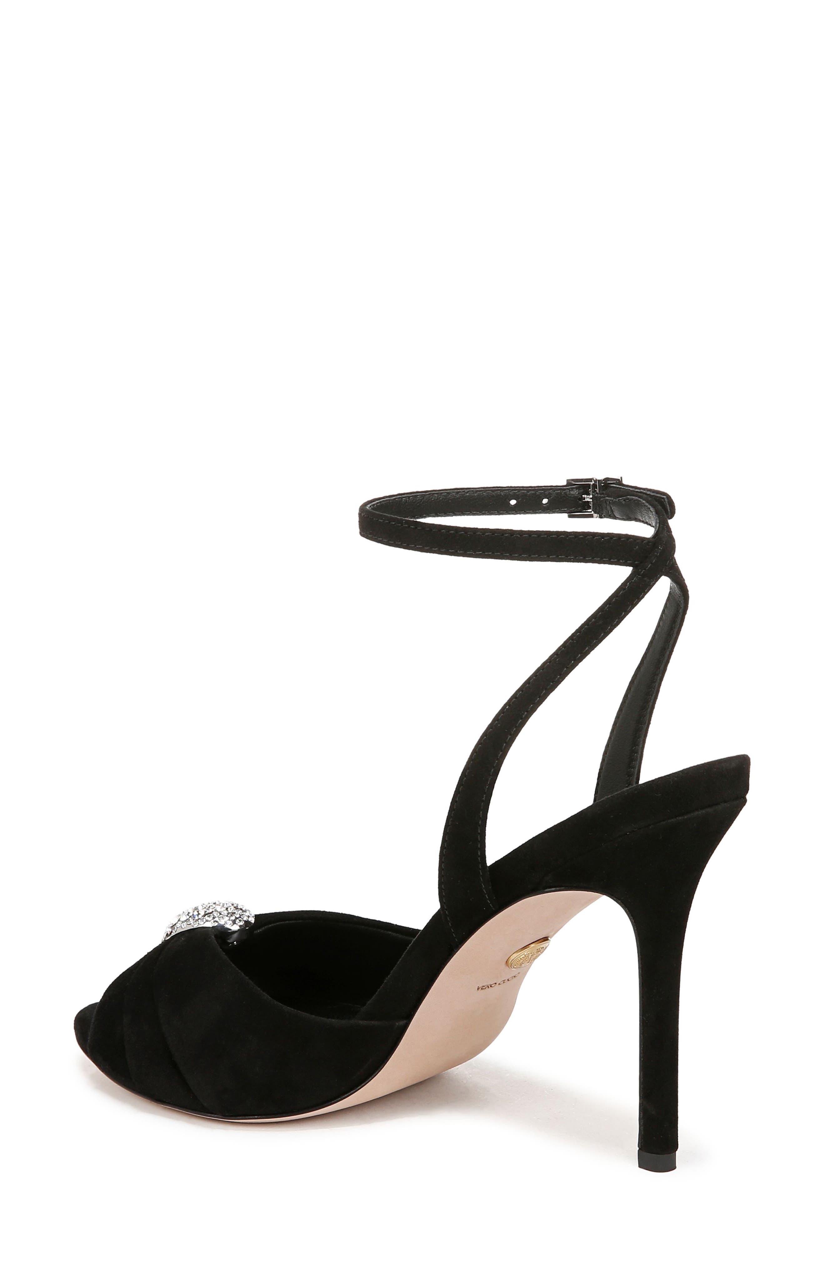 Veronica Beard Genevieve Ankle Strap Sandal, Alternate, color, Black/ Crystal