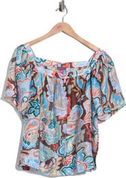 Vince Camuto Floral Short Sleeve Tiered Top
