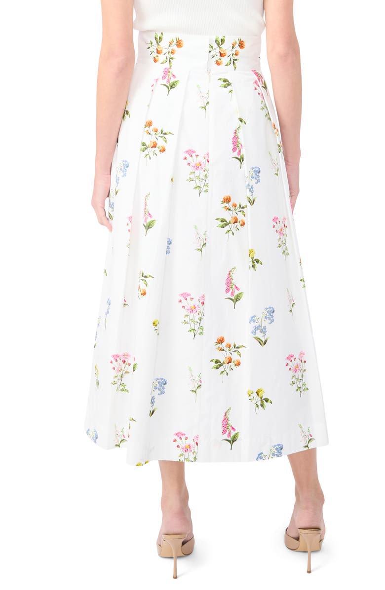 Ted Baker Rihana Pleated Floral Cotton Midi Skirt, Alternate, color, Vanilla Ice