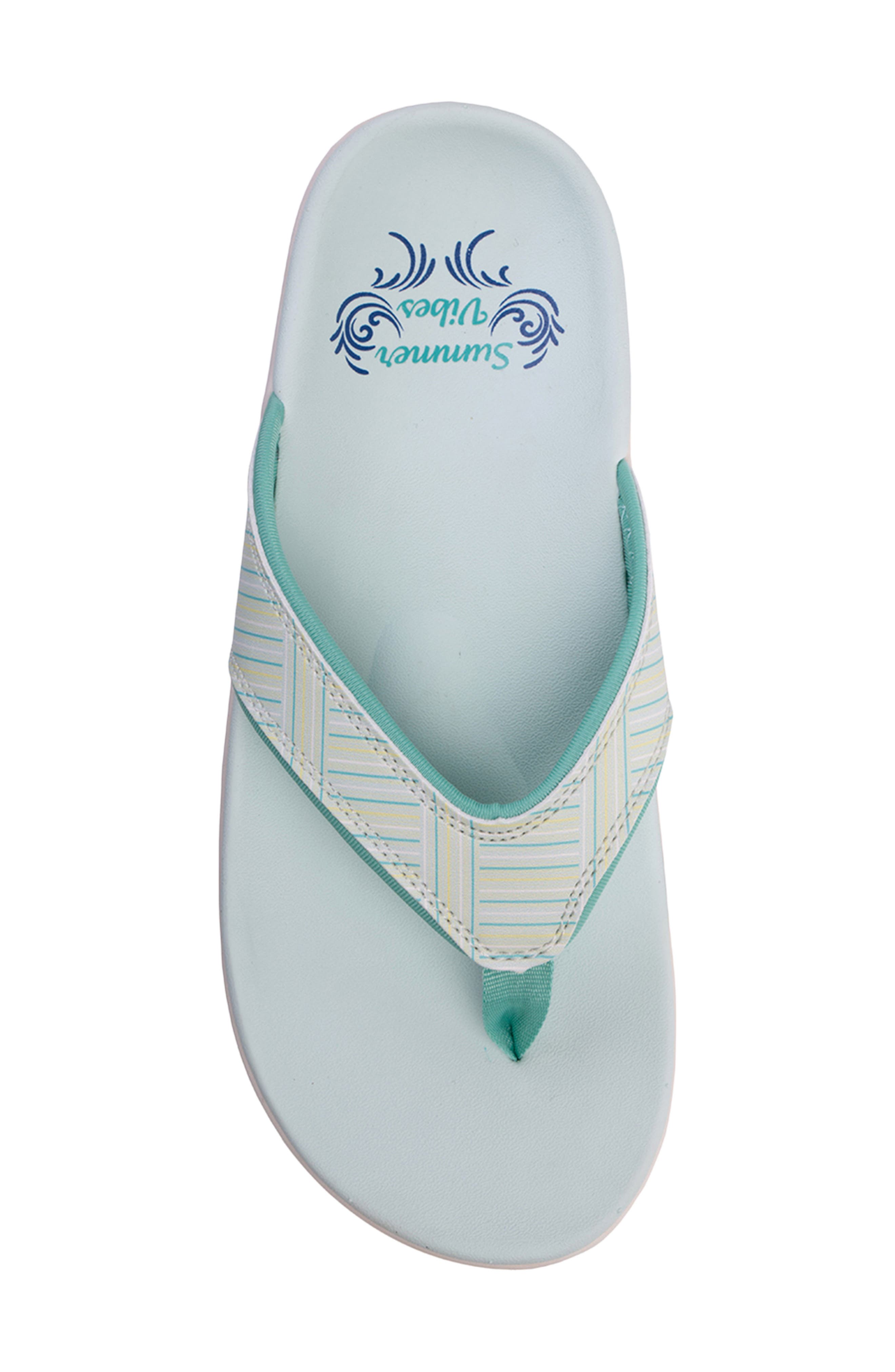 Yumi Summer Stripe Flip Flop, Alternate, color, TURQUOISE