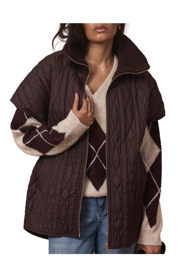 Quilted Vest, Main, color, Brown