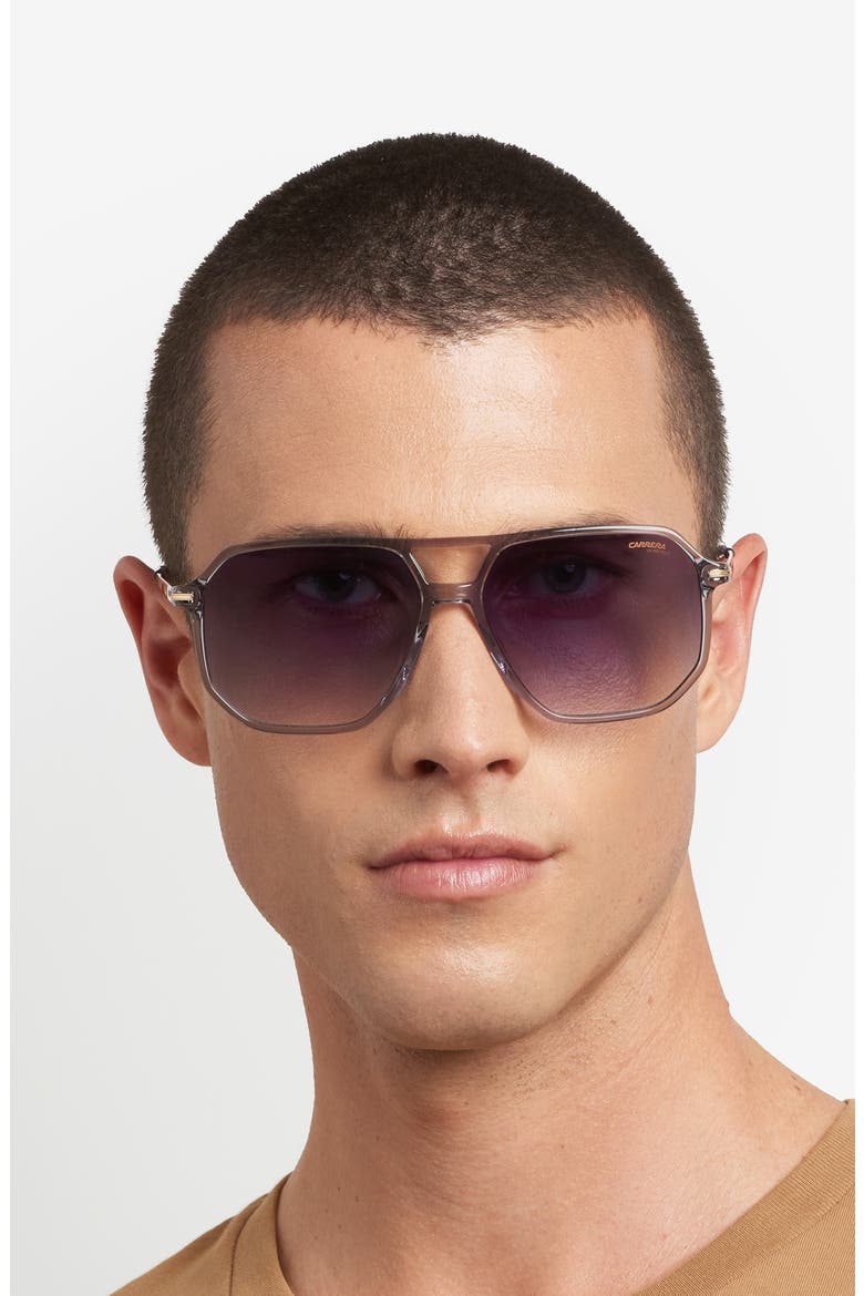 59mm Double Bridge Gradient Square Sunglasses, Alternate, color, GREY/ GREY SF GD SP