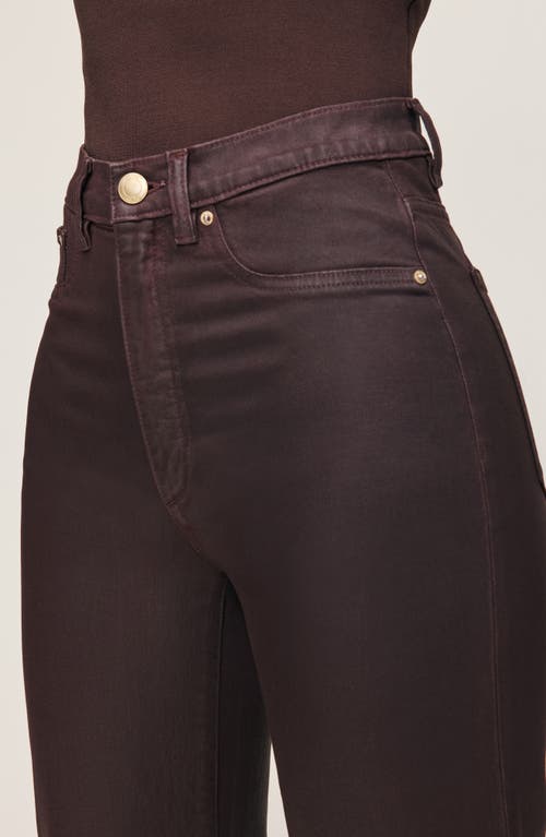 Dl1961 Karmine Refined Wide Leg Sculptsystem High Rise Coated Jeans In Fig Coated In Brown