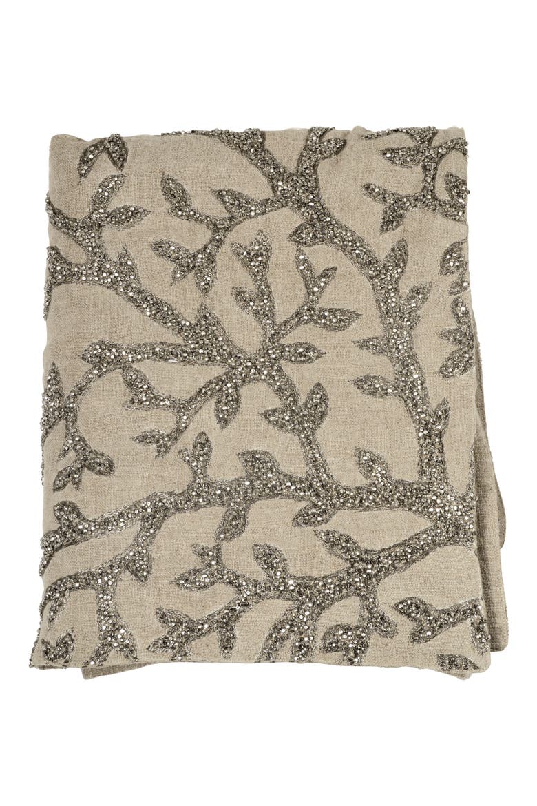 Tree Of Life Beaded Throw, Alternate, color, LINEN