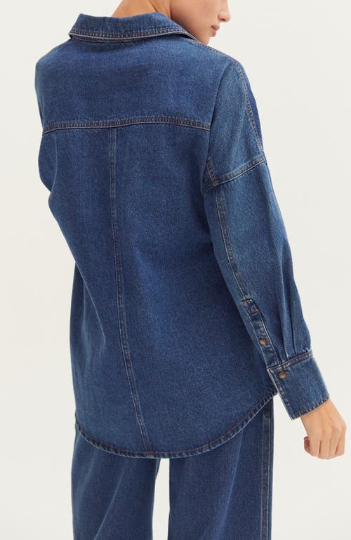 Crescent Denim Button Up Shirt In Animal Print