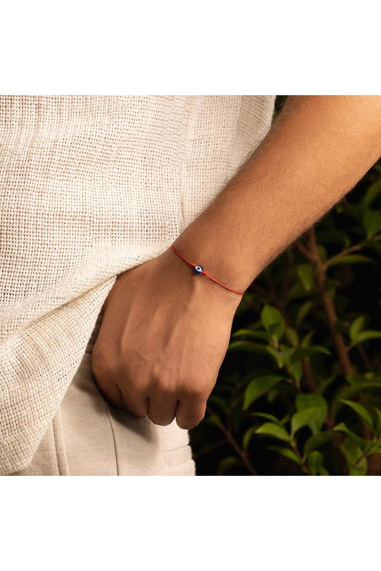 Men's Navy Enamel Evil Eye Red String Adjustable Bracelet Spiritual Freedom, Alternate, color, Red