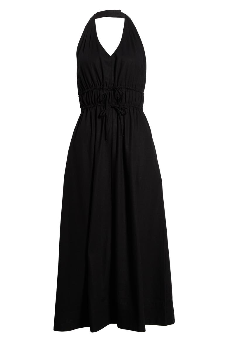 Alysha Halter Midi Dress, Alternate, color, BLACK