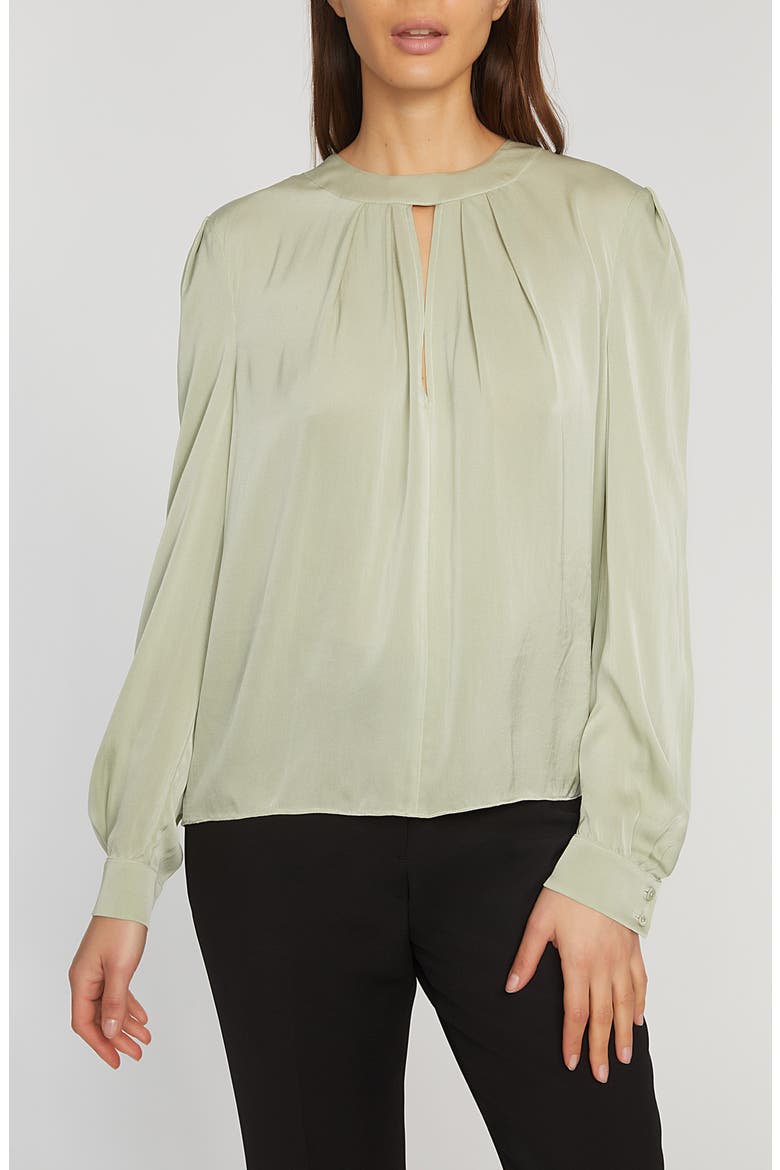 The Bethany Stretch Silk Blouse, Main, color, SILVER SPRUCE