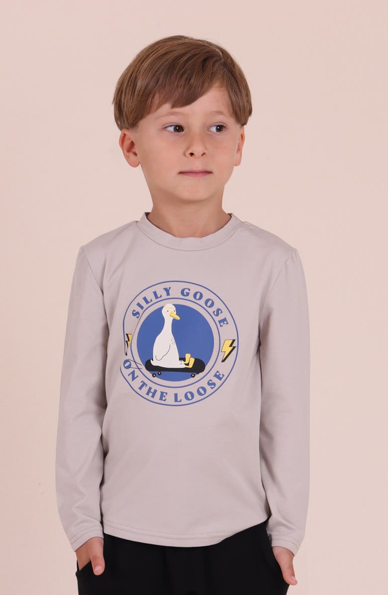 TINY TRIBE Kids' Silly Goose Long Sleeve Graphic T-Shirt, Alternate, color, Grey