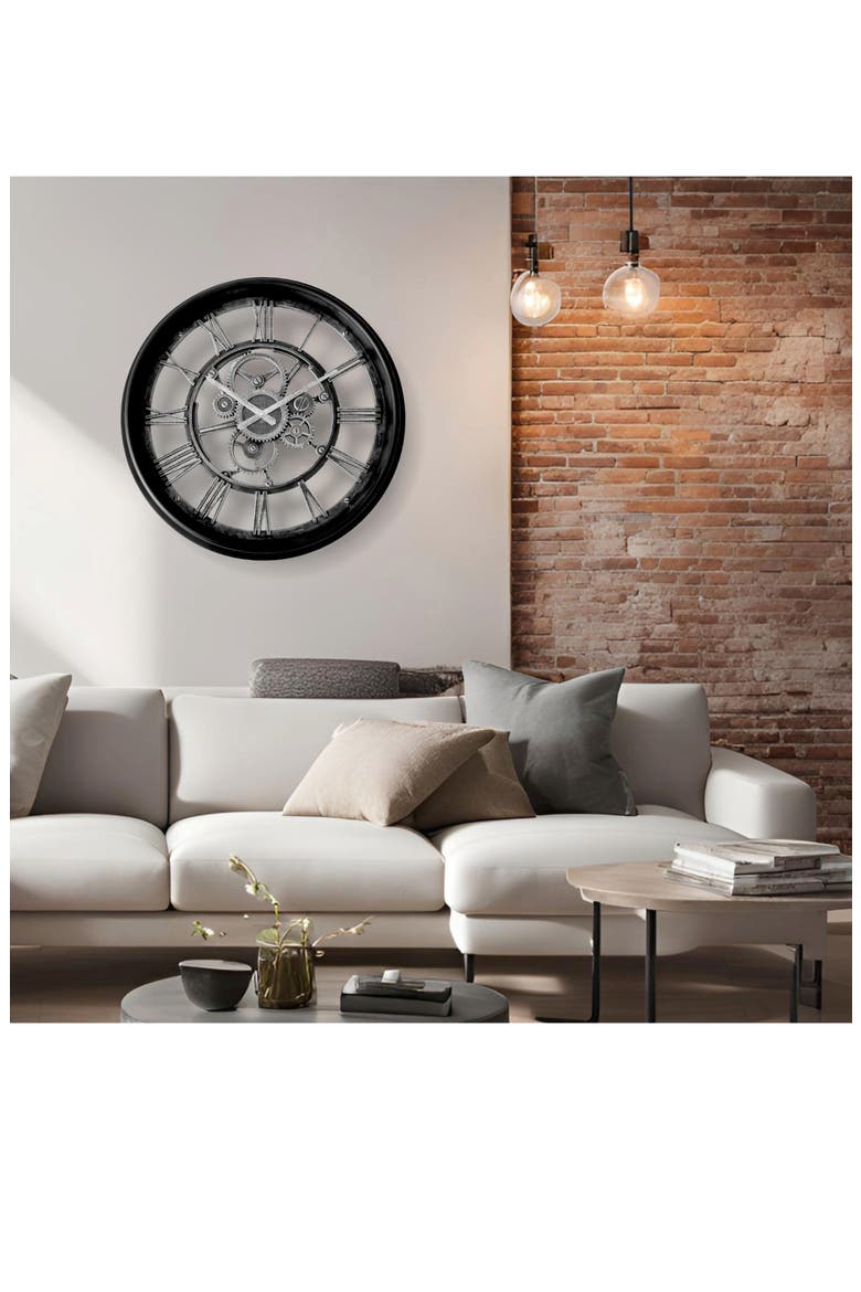 Gears 20 Inch Wall Clock, Alternate, color, BLACK