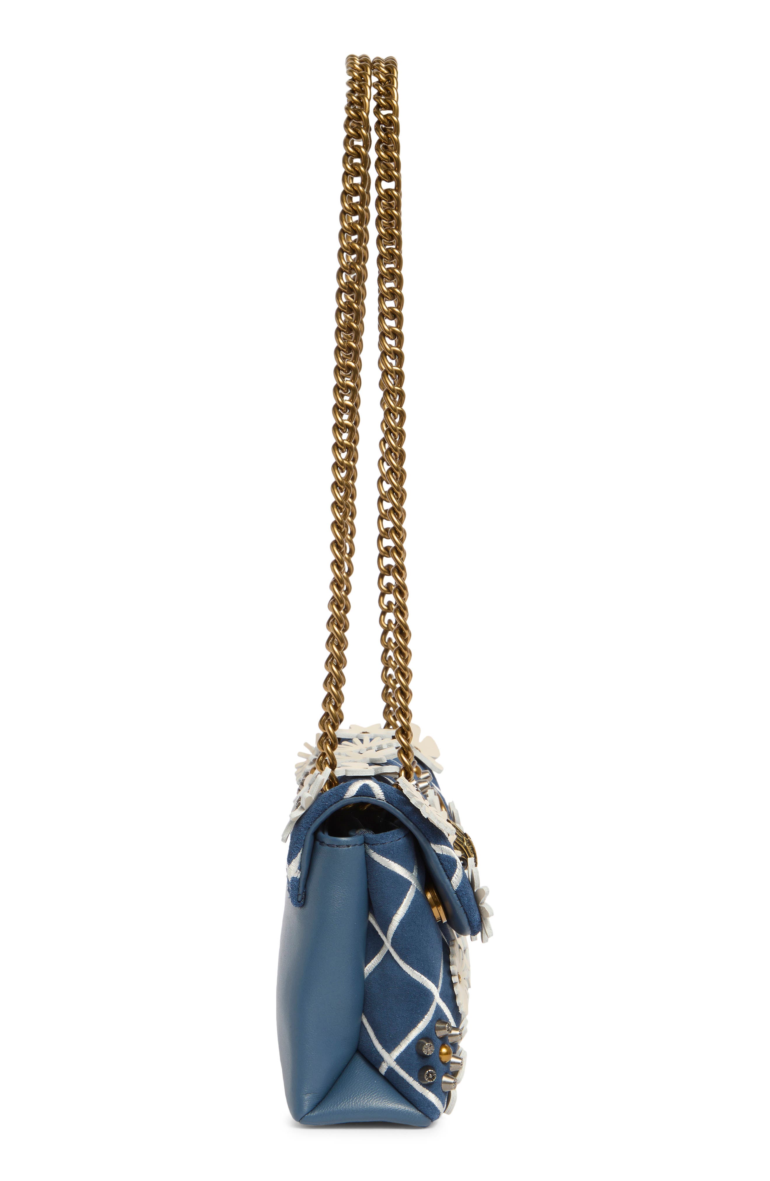 Kurt Geiger London Mini Kensington Floral Appliquéé Leather Convertible Crossbody Bag, Alternate, color, 